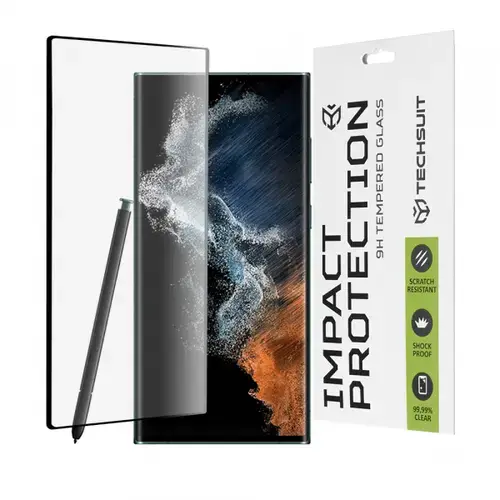 Folie de protectie Ecran Techsuit pentru Samsung Galaxy S22 Ultra 5G S908, Sticla Securizata, Full Glue, 111D (Negru)