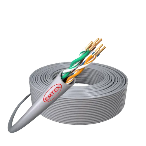 Cablu Emtex U/UTP, Cat.5e, Cupru, 24AWG/1, manta PVC, Eca, Fluke Pass, cutie 305m, Gri