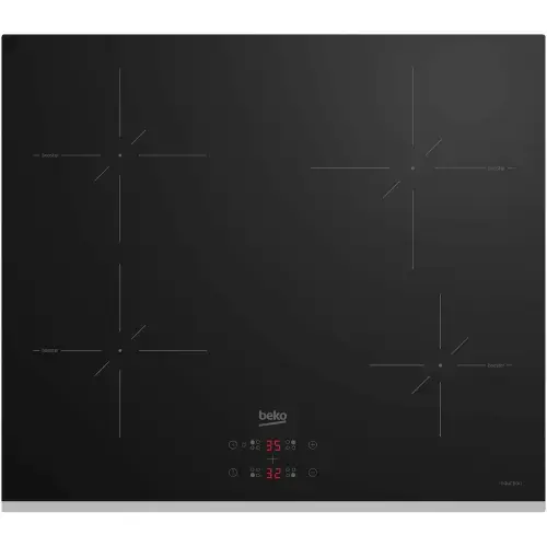Plita incorporabila Beko HII64401SMTX, 7200 W, Inductie , 4 zone de gatit, Booster, Stop & Go, OverHeat Safety System, Auto Shutdown, 59 cm (Negru)