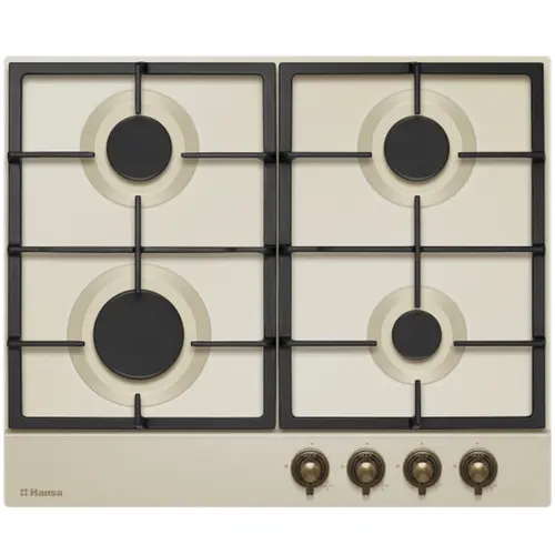 Plita pe gaz Hansa BHGY630390, 4 arzatoare, supapa de siguranta,  Aprindere electrica, design retro, 59 cm (Bej)