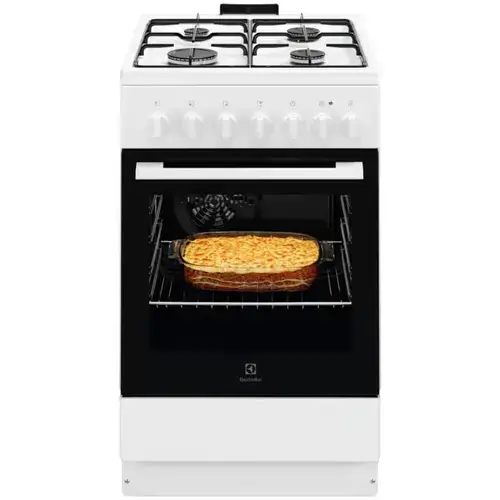 Aragaz Electrolux LKK520032W, Mixt, 4 arzatoare , Siguranta plita, Aprindere integrata, Cuptor electric, SteamBake, AirFry, Timer, Grill electric, Clasa A, 50 cm (Alb)