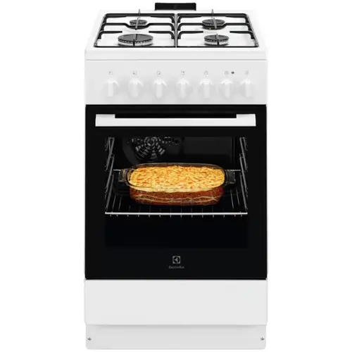 Aragaz Electrolux LKK520032W, Mixt, 4 arzatoare , Siguranta plita, Aprindere integrata, Cuptor electric, SteamBake, AirFry, Timer, Grill electric, Clasa A, 50 cm (Alb)