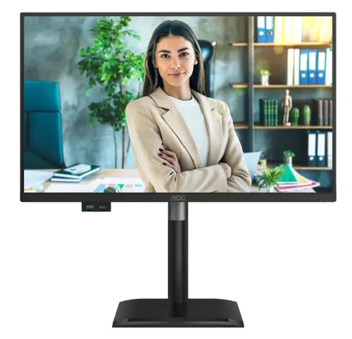 Monitor IPS LED AOC 23.8inch 24P4U, Full HD (1920 x 1080), VGA, HDMI, DisplayPort, Boxe, Pivot, 120 Hz, 4 ms (Negru)