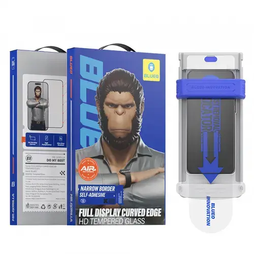 Folie de protectie Ecran Blueo HD Applicator Pro pentru Apple iPhone 16 Pro Max, Sticla Securizata, Full Glue, 3D (Transparent/Negru)