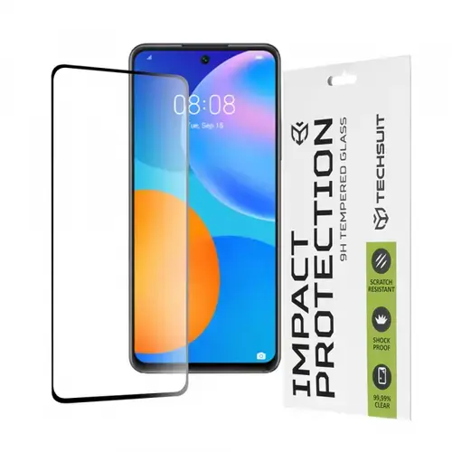 Folie de protectie Ecran Techsuit pentru Huawei P smart 2021, Sticla Securizata, Full Glue, 111D (Transparent/Negru)