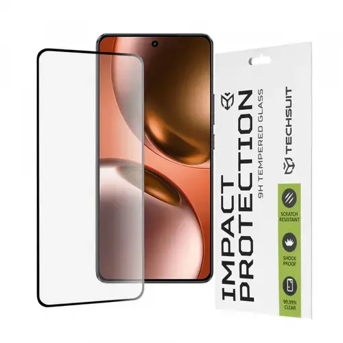 Folie de protectie Ecran Techsuit pentru Realme GT 7, Sticla Securizata, Full Glue, 111D (Transparent/Negru)