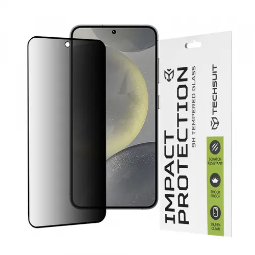Folie de protectie Ecran Privacy Techsuit pentru Samsung Galaxy S25 S931 / S24 S921, Sticla Securizata, Full Glue, 111D