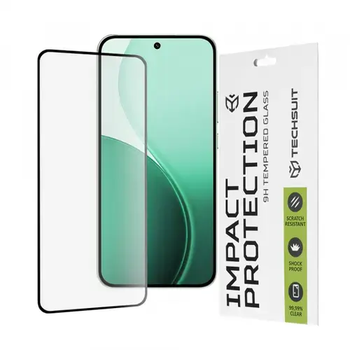Folie de protectie Ecran Techsuit pentru Oppo Reno14, Sticla Securizata, Full Glue, 111D (Transparent/Negru)