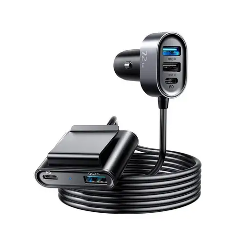 Incarcator Auto Joyroom Jr-CL05, 75W, 2x PD USB Type-C, 3x QC USB 3.0, 1.5m (Negru)