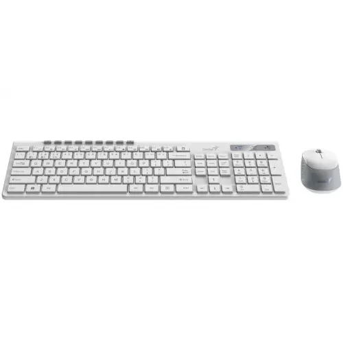 Kit Tastatura si Mouse Wireless Genius SlimStar 8230, 104 taste, 1200 dpi, 3 butoane, BT5.3 + 2.4G, USB (Alb)