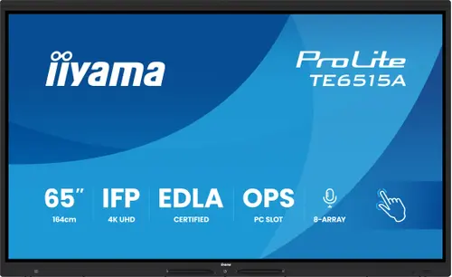 Tabla interactiva IIYAMA 65inch TE6515A-B1AG, Ultra HD (3840x2160), 40 Touchpoints, Wi-Fi, Android, 16GB RAM, 128GB Flash, 8ms