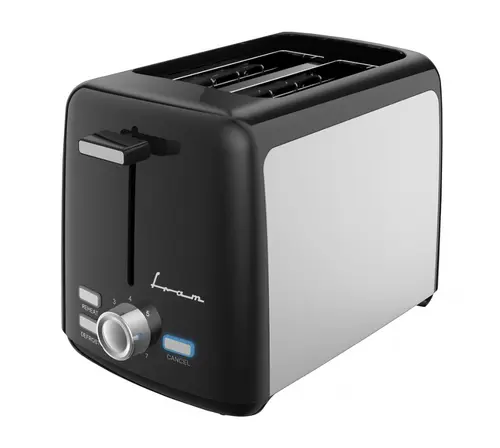 Prajitor de paine Fram FTP-8007SSBK, 800 W, 2 felii, 7 niveluri rumenire (Negru/Argintiu)
