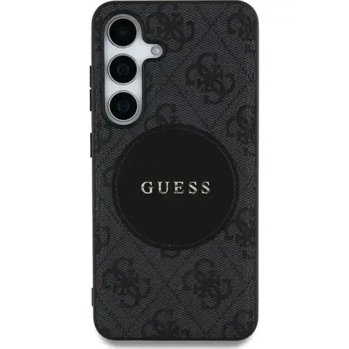 Husa Protectie Spate Guess 4G Round Patch Classic Logo, MagSafe, pentru Samsung Galaxy S25 (Negru)