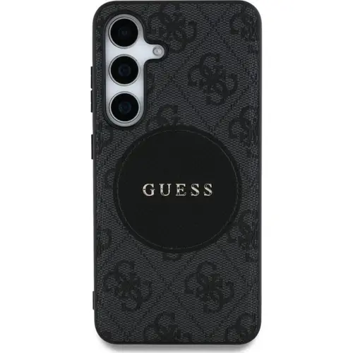 Husa Protectie Spate Guess 4G Round Patch Classic Logo, MagSafe, pentru Samsung Galaxy S25 (Negru)
