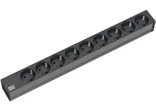 Prelungitor Bachmann 1U BM-333.506, 2m, 9 x Schuko (Negru)