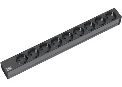 Prelungitor Bachmann 1U BM-333.506, 2m, 9 x Schuko (Negru)