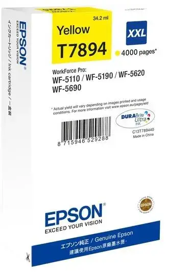 Cartus cerneala Epson T7894 XXL, 4000 pagini (Galben)