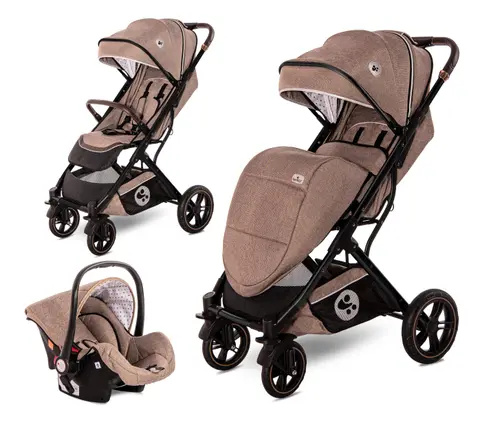 Carucior Lorelli Set Storm, cos auto inclus, cadru aluminiu, 0-22 kg, 0-4 ani (Bej)