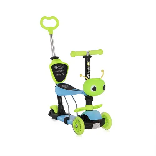 Trotineta pentru copii Smart Plus, reglabila, roti cu LED (Verde/Albastru)