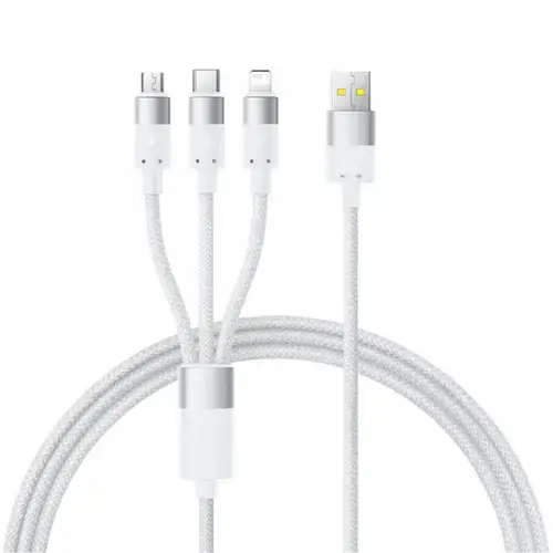 Cablu Incarcare USB-A - Lightning / microUSB / USB-C Baseus StarSpeed P10319900211-00, 100W, 1.5m, Alb