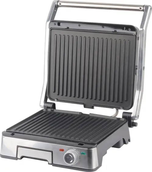 Gratar electric iHuntBRO Dual Grill XXL, 2200 W, Placi detasabile 29x23 cm, Inox, Deschidere 90-180 grade (Gri)