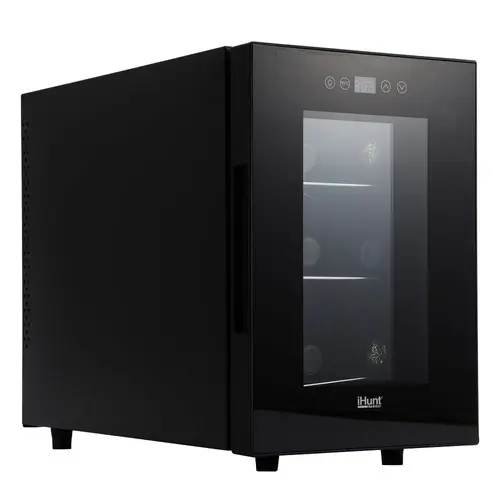 Racitor de vinuri iHunt Wine Cooler Silentios WINE-COOLER-KM-1, 16 l, 6 sticle, 3 rafturi, 30 W (Negru)