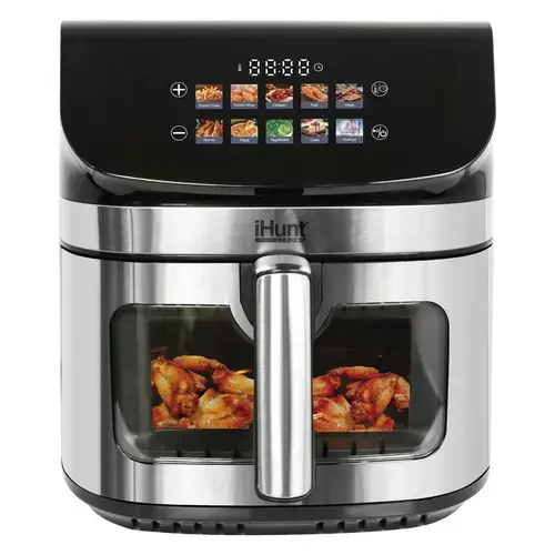 Friteuza cu aer cald iHunt BRO Air Fryer Ultra II, 9 l, 2200 W, Temporizator, Termostat reglabil 80-200 C, 10 programe (Negru/Argintiu)