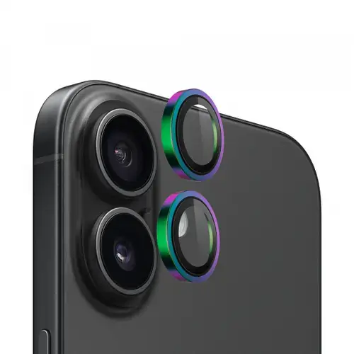 Folie de protectie Camera Spate Blueo Metal Frame pentru Apple iPhone 16 Plus / 16, Sticla Securizata (Multicolor)