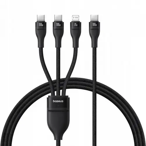 Cablu Incarcare USB-C - Lightning / 2 x USB-C Baseus Flash Series III 3in1 P10377502111-00, 100W, 1.5m, Negru