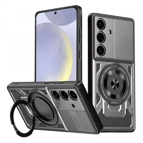 Husa pentru Samsung Galaxy S25 S931 / S24 S921, Techsuit, RuggedCam (Gri/Negru)