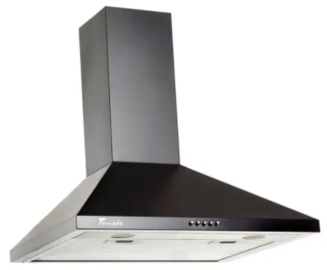 Hota decorativa Tornado Kent 750 (60), 1 Motor Turbo, 3 Viteze, 750 m3/h, Filtru anti-grasimi, Clasa C, 60 cm (Negru)