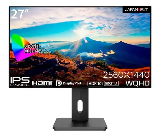 Monitor IPS LED JAPANNEXT 27inch JN-27IPS4FLWQHDR-HSP, WQHD (2560x1440), HDMI, DisplayPort, Boxe, Pivot (Negru)