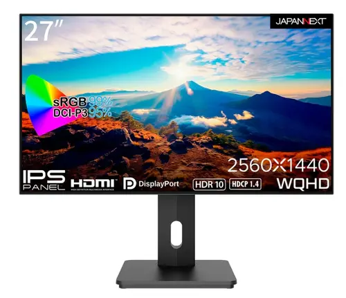 Monitor IPS LED JAPANNEXT 27inch JN-27IPS4FLWQHDR-HSP, WQHD (2560x1440), HDMI, DisplayPort, Boxe, Pivot (Negru)
