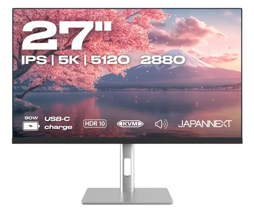 Monitor IPS LED JAPANNEXT 27inch JN-IPS275K-HSPC9, 5K (5120 x 2880), HDMI, DisplayPort, Boxe, Pivot (Negru/Argintiu)