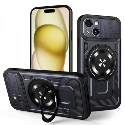 Husa pentru Apple iPhone 15 Plus, Techsuit RuggedCam (Albastru/Negru)
