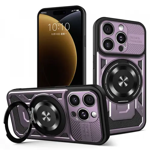 Husa pentru Apple iPhone 15 Pro Max, Techsuit RuggedCam (Mov/Negru)