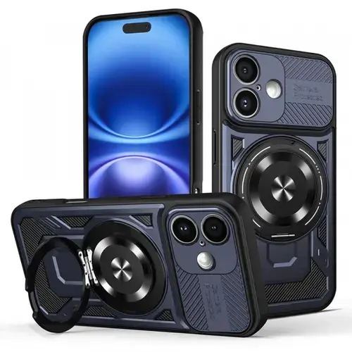 Husa pentru Apple iPhone 16, Techsuit RuggedCam (Albastru/Negru)
