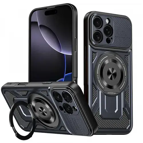 Husa pentru Apple iPhone 16 Pro, Techsuit RuggedCam (Albastru/Negru)