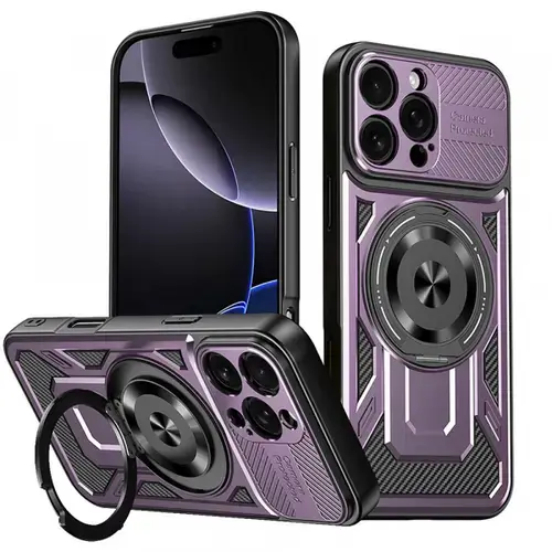 Husa pentru Apple iPhone 16 Pro Max Techsuit RuggedCam (Mov/Negru)