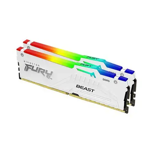 Memorii Kingston FURY Beast White RGB 32GB(2x16GB) DDR5, EXPO, 5200MT/s, CL40