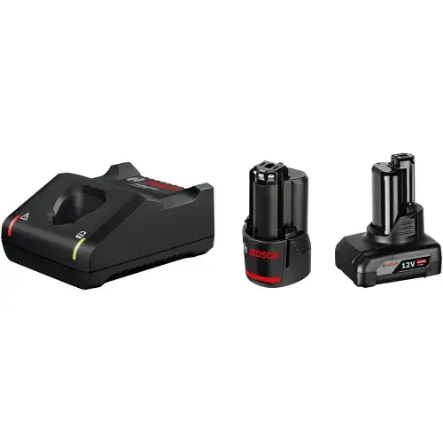 Set acumulator/incarcator Bosch Professional 1600A01NC9, 12 V, 1 acumulator 2 Ah, 1 acumulator 4 Ah, incarcator rapid, cutie carton