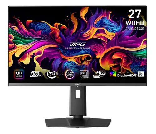 Monitor Gaming QD-OLED MSI MPG 26.5inch 271QRX QD-OLED, WQHD (2560 x 1440), HDMI, DisplayPort, Boxe, 360 Hz, 0.03 ms (Negru)