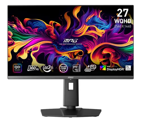 Monitor Gaming QD-OLED MSI MPG 26.5inch 271QRX QD-OLED, WQHD (2560 x 1440), HDMI, DisplayPort, Boxe, 360 Hz, 0.03 ms (Negru)