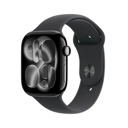 Smartwatch Apple Watch 11, GPS, 46mm, Ecran Retina LTPO OLED, Chip S10 cu Procesor Dual-Core, 64GB Flash, Wi-Fi, Bluetooth, Carcasa Aluminiu, Curea Sport Band M/L (Negru)
