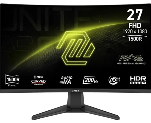 Monitor Gaming Rapid VA LED MSI 27inch MAG 276CF E20, Full HD (1920 x 1080), HDMI, DisplayPort, Ecran curbat, 200 Hz, 0.5 ms (Negru)