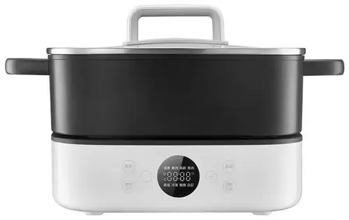 Multicooker Xiaomi Hot Pot Cooker, 6l, 2000 W, 6 niveluri smart de caldura, Temporizator, Material antiaderent, Capac din sticla securizata (Alb/Negru)
