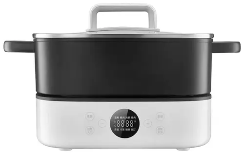 Multicooker Xiaomi Hot Pot Cooker, 6l, 2000 W, 6 niveluri smart de caldura, Temporizator, Material antiaderent, Capac din sticla securizata (Alb/Negru)