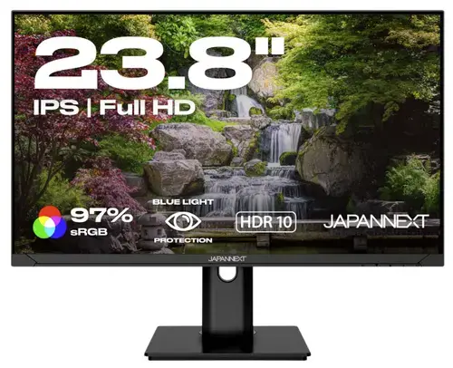 Monitor IPS LED JAPANNEXT 23.8inch JN-IPS2382FHDR-HSP, Full HD (1920 x 1080), VGA, HDMI, Boxe, Pivot (Negru)