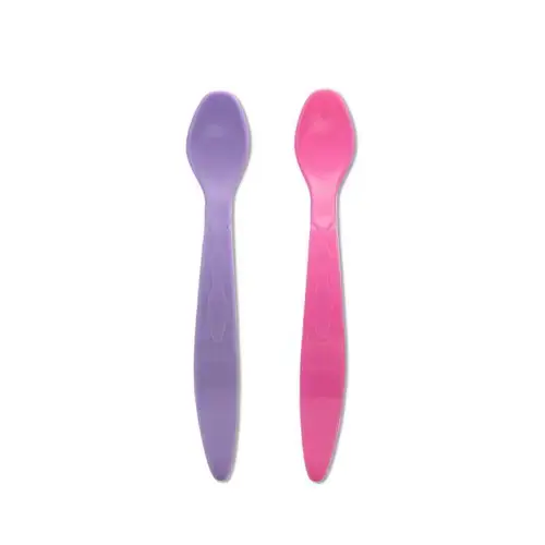Set de 2 lingurite flexibile Lorelli, cu maner lung, margine rotunjita, Roz/Mov