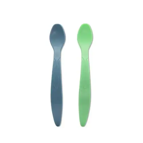Set de 2 lingurite flexibile Lorelli, cu maner lung, margine rotunjita, Verde/Albastru